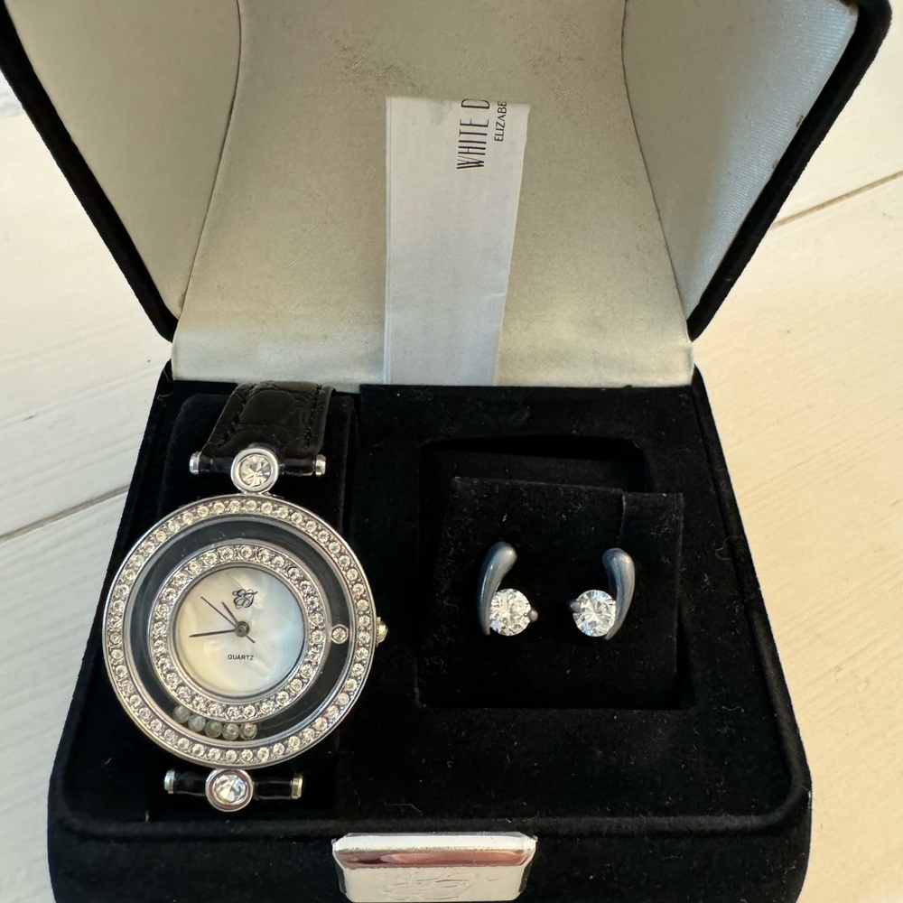 Elizabeth Taylor White Diamonds Edition Watch and Earrings set!